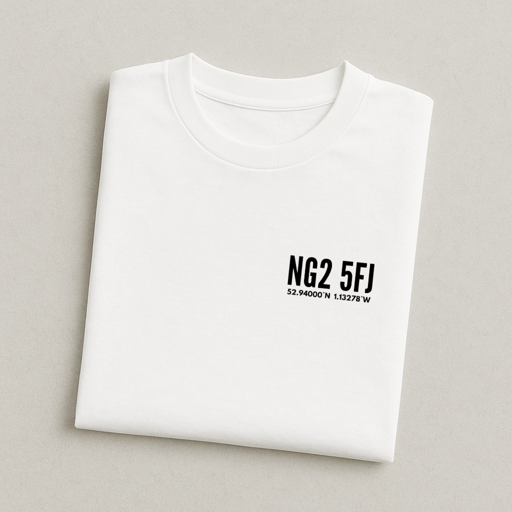City Ground (NFFC) Postcode Coordinates - Nottingham Forest T-Shirt