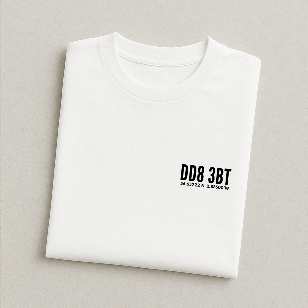 Station Park Postcode Coordinates - Forfar T-Shirt