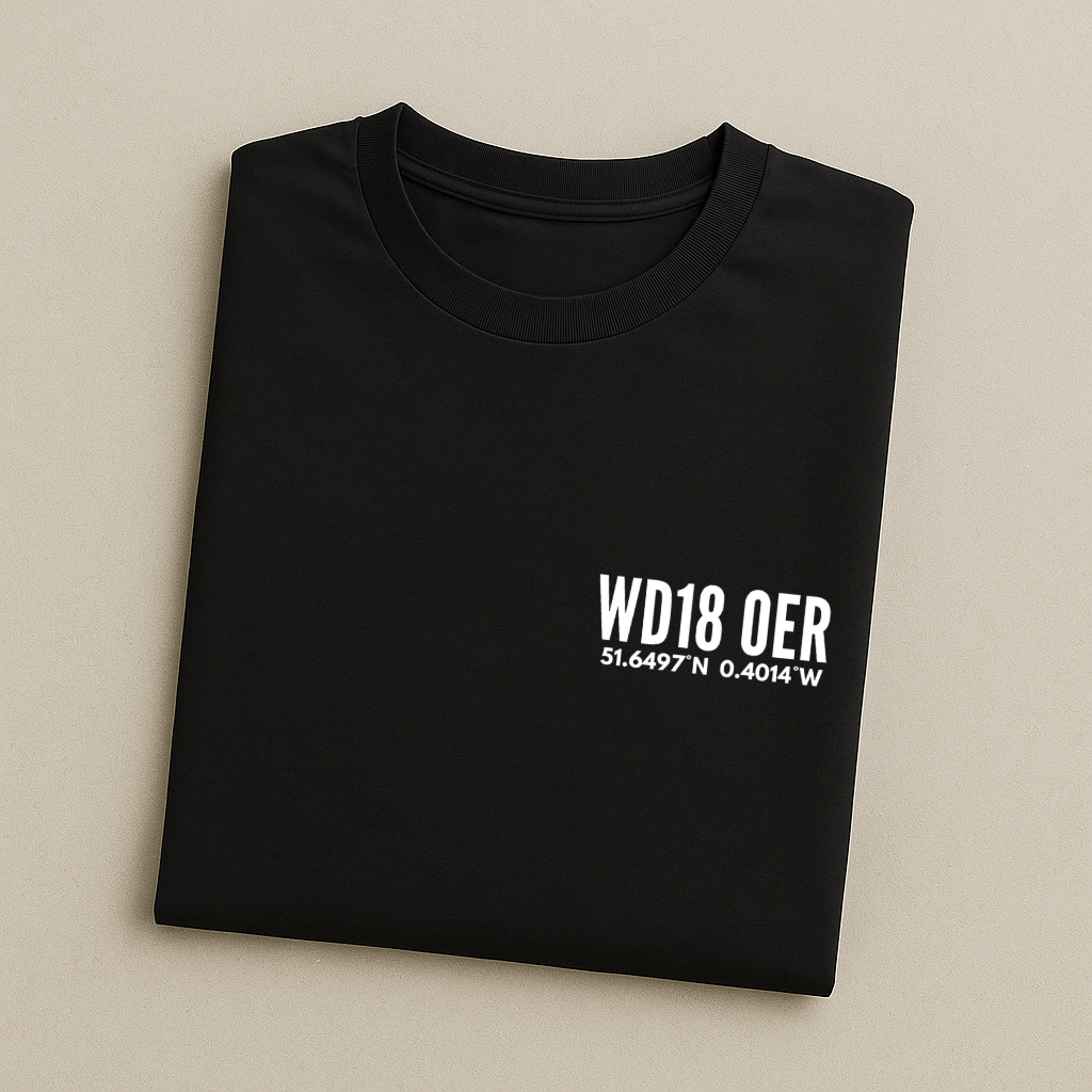 Vicarage Road Postcode Coordinates - Watford T-Shirt