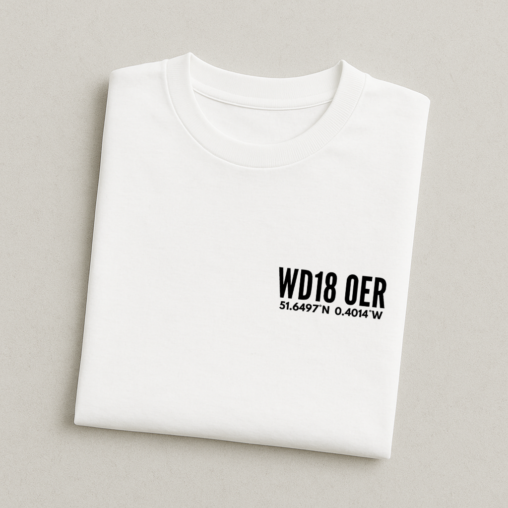 Vicarage Road Postcode Coordinates - Watford T-Shirt